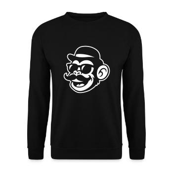 Affe Mustache Lustig - Unisex Pullover - Schwarz - Vorne - Alina (178cm) & Michal (187cm)