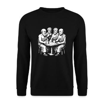 Ancient Greek philosophers drinking coffee - Unisex Sweatshirt - black - Front - Alina (178cm) & Michal (187cm)