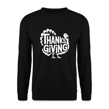 Thanksgiving Türkei - Cooles Vintage Comic Logo - Unisex Pullover - Schwarz - Vorne - Alina (178cm) & Michal (187cm)