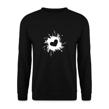 Heart stain ink white - Unisex Sweatshirt - black - Front - Alina (178cm) & Michal (187cm)