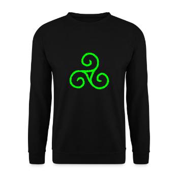 Keltisches Symbol Triskele Dreierspirale - Unisex Pullover - Schwarz - Vorne - Alina (178cm) & Michal (187cm)