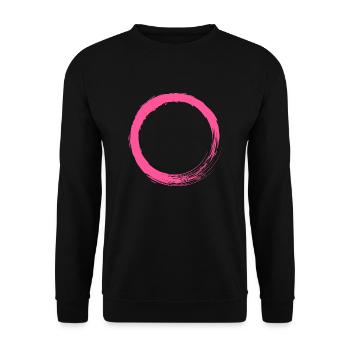 Rosa Kreis Kreisform anpassbar - Unisex Pullover - Schwarz - Vorne - Alina (178cm) & Michal (187cm)