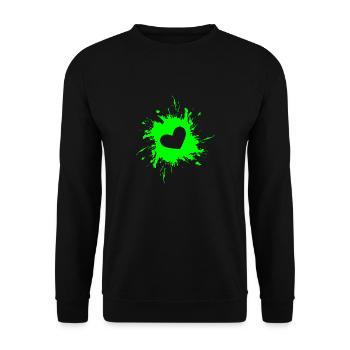 Heart stain ink green color green - Unisex Sweatshirt - black - Front - Alina (178cm) & Michal (187cm)