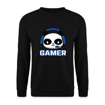 Gamer Esport Gaming Gamer Panda Noob Gift - Unisex Sweatshirt - black - Front - Alina (178cm) & Michal (187cm)