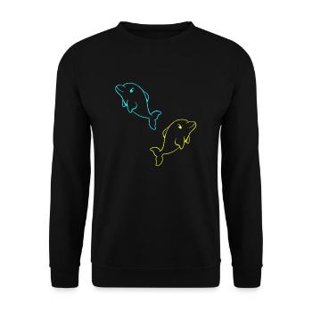 Delfin Fisch Fische Kind Kinder Baby Kleinkind - Unisex Pullover - Schwarz - Vorne - Alina (178cm) & Michal (187cm)