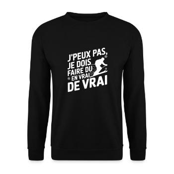 je dois faire du Ski - Sweat-shirt Unisexe - noir - Devant - Alina (178cm) & Michal (187cm)