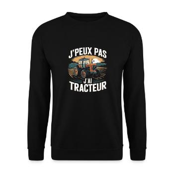 tee shirt I can't I have tractor - Unisex Sweatshirt - black - Front - Alina (178cm) & Michal (187cm)