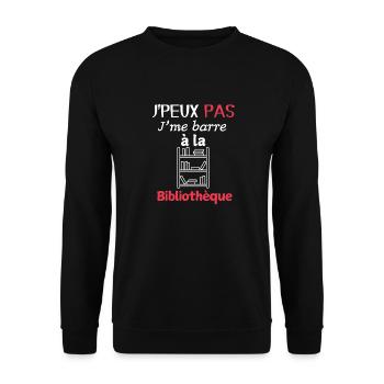 Humour Reading – I'm Going to the Library - Unisex Sweatshirt - black - Front - Alina (178cm) & Michal (187cm)