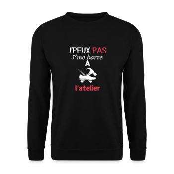 DIY Humor – Ich gehe in der Werkstatt - Unisex Pullover - Schwarz - Vorne - Alina (178cm) & Michal (187cm)