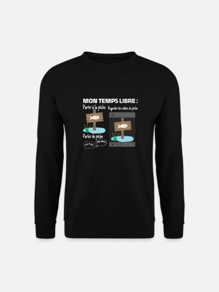 Mon temps libre : 100% pêche - Sweat-shirt Unisexe - noir
