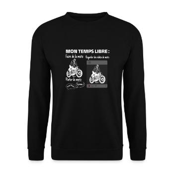 My free time: 100% motorcycle - Unisex Sweatshirt - black - Front - Alina (178cm) & Michal (187cm)