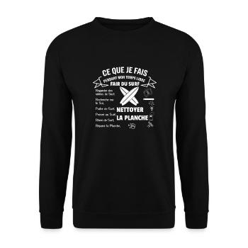 Ce que je fais pendant mon temps libre : Surf - Sweat-shirt Unisexe - noir - Devant - Alina (178cm) & Michal (187cm)