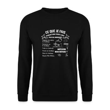 What I do in my free time: Gardening - Unisex Sweatshirt - black - Front - Alina (178cm) & Michal (187cm)
