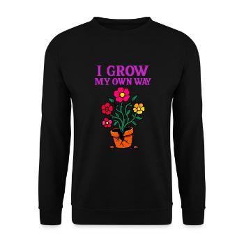I Grow My Own Way – Pixel Bloom Tee - Unisex Sweatshirt - black - Front - Alina (178cm) & Michal (187cm)
