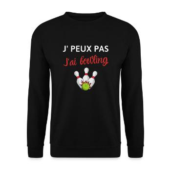 Je peux pas j'ai bowling - Cadeau Strike humour - Sweat-shirt Unisexe - noir - Devant - Alina (178cm) & Michal (187cm)