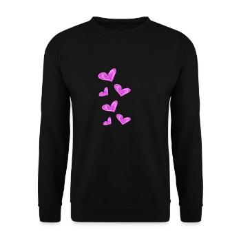 pink hearts - Unisex Sweatshirt - black - Front - Alina (178cm) & Michal (187cm)