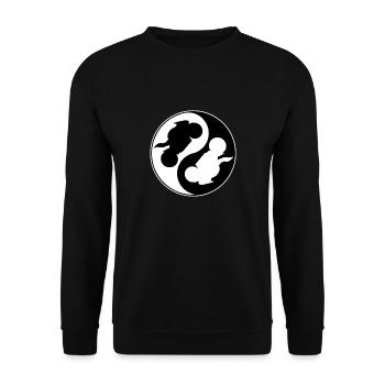 yin yang moto motard - Sweat-shirt Unisexe - noir - Devant - Alina (178cm) & Michal (187cm)