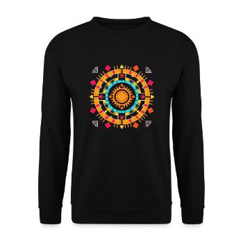 Vastu Yantra Mandala Art - Symbole Sacré - Sweat-shirt Unisexe - noir - Devant - Alina (178cm) & Michal (187cm)
