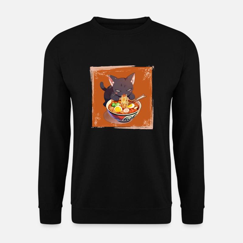 Cat eats ramen - Unisex Sweatshirt - black