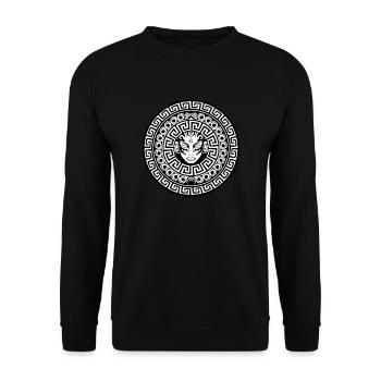 Mosaik Ornament - FJL - Unisex Pullover - Schwarz - Vorne - Alina (178cm) & Michal (187cm)