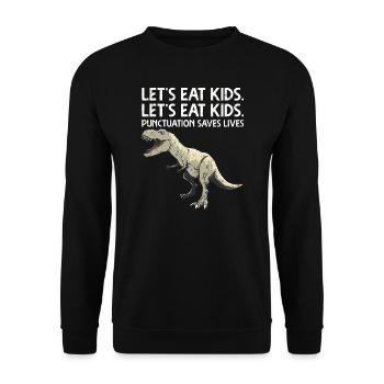Funny Lets Eat Kids Punctuation Graphic - Unisex Sweatshirt - black - Front - Alina (178cm) & Michal (187cm)
