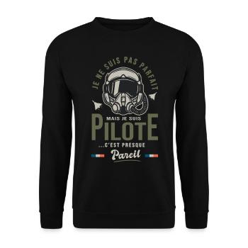 parfait pilote avion de chasse Cadeau humour armée - Sweat-shirt Unisexe - noir - Devant - Alina (178cm) & Michal (187cm)