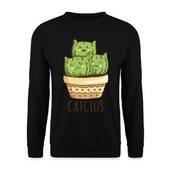 Catctus - Cat Cat Friend - Unisex Sweatshirt - black - Front - Alina (178cm) & Michal (187cm)