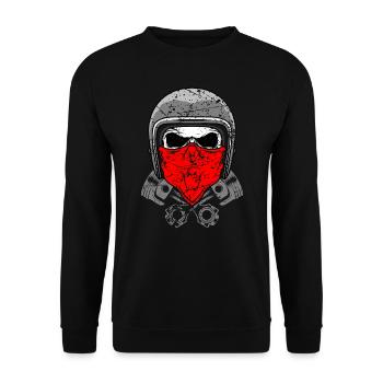 skull helmet cylinder motorcycle helmet - Unisex Sweatshirt - black - Front - Alina (178cm) & Michal (187cm)