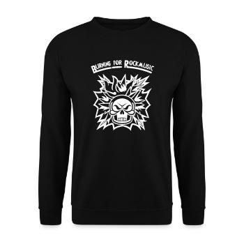 Burning for Rockmusik - Skull - Unisex Pullover - Schwarz - Vorne - Alina (178cm) & Michal (187cm)