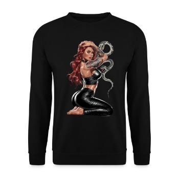 Schlange Tattoo Frau Rote Haare für einen - Unisex Pullover - Schwarz - Vorne - Alina (178cm) & Michal (187cm)