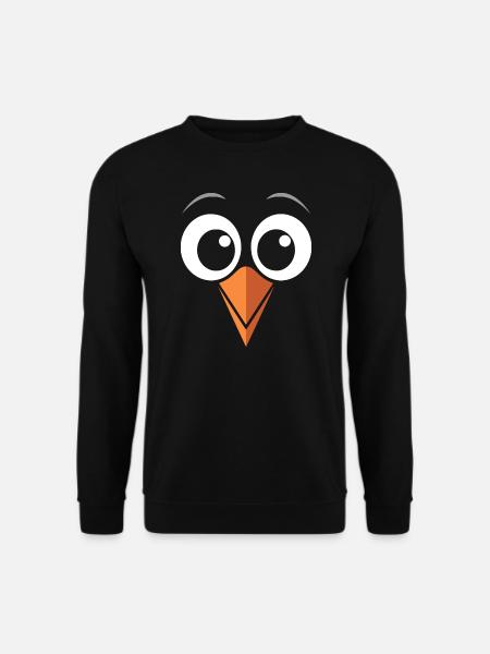 Pinguin Kostüm Gesicht lustig Vogel Schnabel Augen - Unisex Pullover - Schwarz