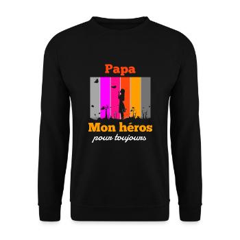 Papa mon héros pour toujours - Sweat-shirt Unisexe - noir - Devant - Alina (178cm) & Michal (187cm)