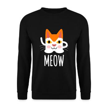 Niedliche Katze Miau Illustration - Unisex Pullover - Schwarz - Vorne - Alina (178cm) & Michal (187cm)