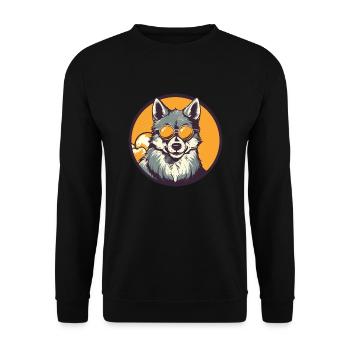 Wolf with sunglasses - Unisex Sweatshirt - black - Front - Alina (178cm) & Michal (187cm)