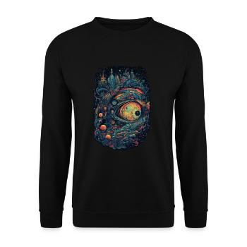 Trippy Explosion - Psychedelic Motif - Unisex Sweatshirt - black - Front - Alina (178cm) & Michal (187cm)