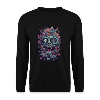 Trippy Explosion - Psychedelic Motif - Unisex Sweatshirt - black - Front - Alina (178cm) & Michal (187cm)