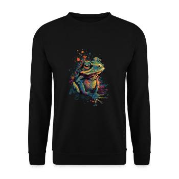 Trippy Frog - Motif psychédélique - Sweat-shirt Unisexe - noir - Devant - Alina (178cm) & Michal (187cm)