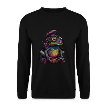 Grenouille Champignon Trippy - Motif Psychédélique - Sweat-shirt Unisexe - noir - Devant - Alina (178cm) & Michal (187cm)