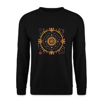 Mandala Vastu Yantra Design - symbole d’harmonie - Sweat-shirt Unisexe - noir - Devant - Alina (178cm) & Michal (187cm)