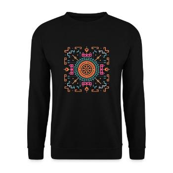 Mandala géométrique sacré Vastu Yantra - Sweat-shirt Unisexe - noir - Devant - Alina (178cm) & Michal (187cm)