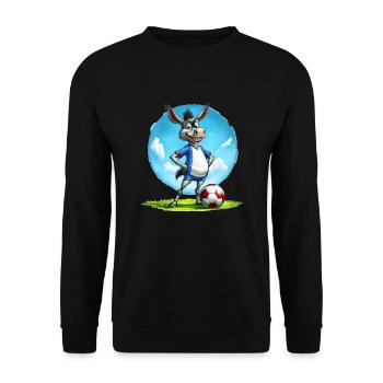 Fussball Esel - Unisex Pullover - Schwarz - Vorne - Alina (178cm) & Michal (187cm)