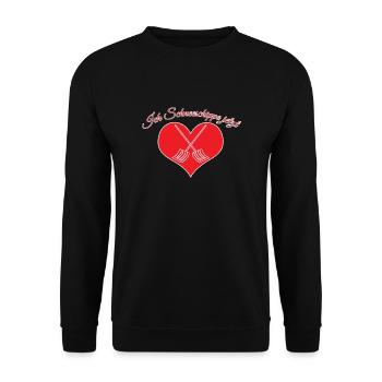Ich Schneeschippe Jetzt Partnersuche Liebe - Unisex Pullover - Schwarz - Vorne - Alina (178cm) & Michal (187cm)