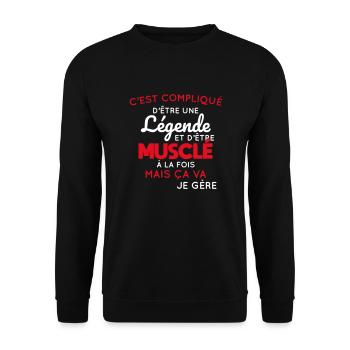 Compliqué d'être une légende et d'être musclé - Sweat-shirt Unisexe - noir - Devant - Alina (178cm) & Michal (187cm)