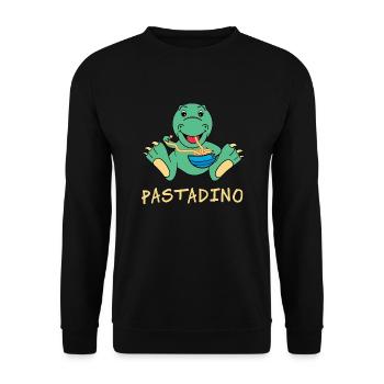 Pastadino Funny Dinosaur with Pasta - Unisex Sweatshirt - black - Front - Alina (178cm) & Michal (187cm)