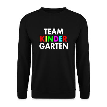 Team kindergarten - Unisex Pullover - Schwarz - Vorne - Alina (178cm) & Michal (187cm)
