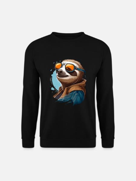 Sloth with aviator goggles - Unisex Sweatshirt - black
