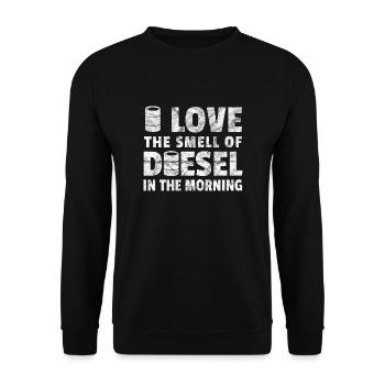 Aime l'odeur du diesel dans le mécanicien du matin - Sweat-shirt Unisexe - noir - Devant - Alina (178cm) & Michal (187cm)