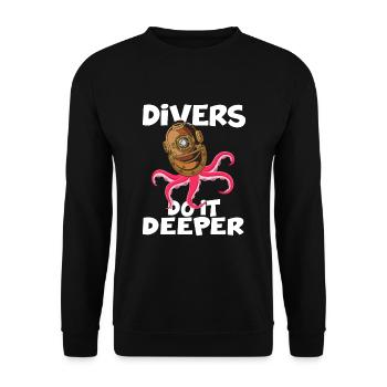 diver dives divers do it deeper - Unisex Sweatshirt - black - Front - Alina (178cm) & Michal (187cm)