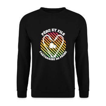 Père et fils, partenaire de pêche passion pêcheur. - Sweat-shirt Unisexe - noir - Devant - Alina (178cm) & Michal (187cm)