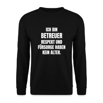 Ich bin Betreuer in der Pflege mit Senioren. - Unisex Pullover - Schwarz - Vorne - Alina (178cm) & Michal (187cm)